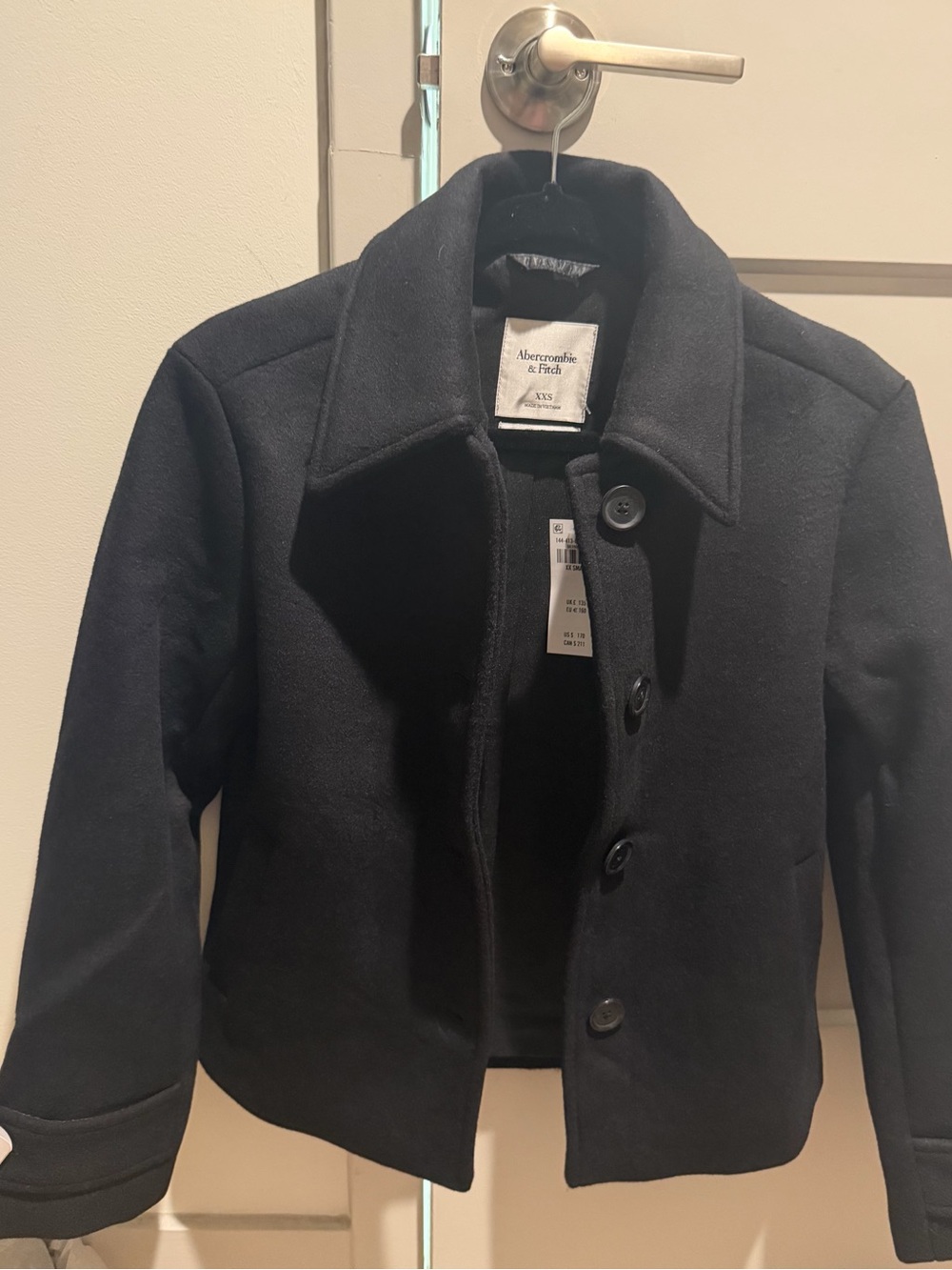 Abercrombie & Fitch Black Wool-Blend Peacoat Jacket